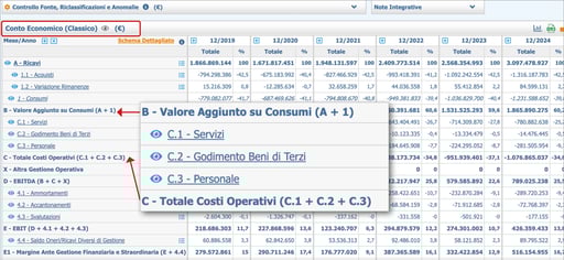 CONTO ECONOMICO CLASSICO con focus