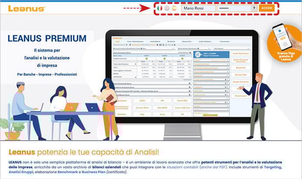 Evidenziato il login sul sito Leanuslab.com